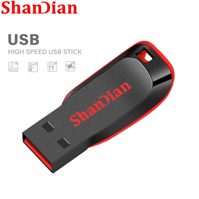 

SHANDIAN High Speed Genuine USB Flash Drive 128GB Black Pen Drive with Bonus Keychain 64GB Memory Stick 32GB Business Gift 16GB