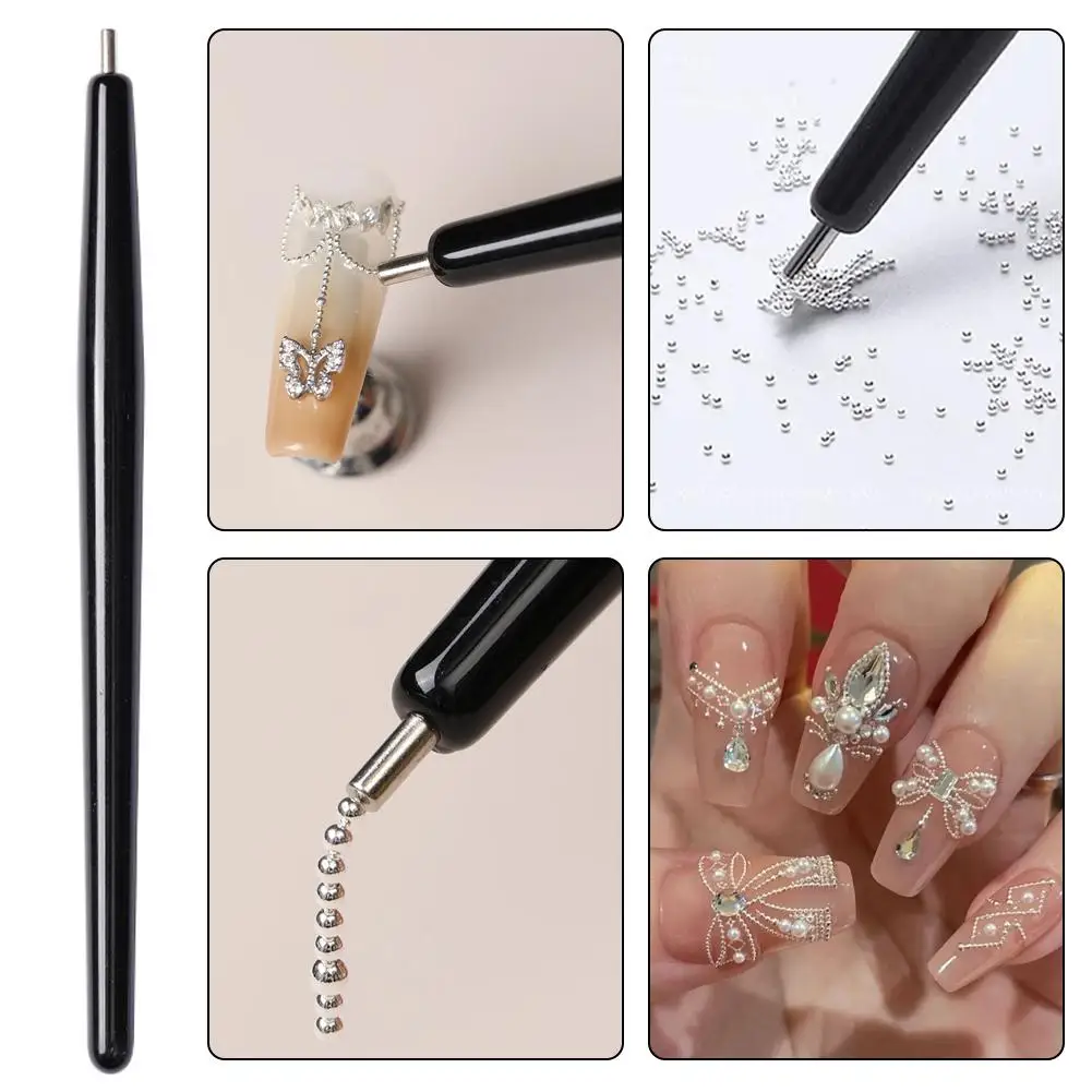 Nail art stahl ball magnetische stift Professionelle Starke Magnet Picker Perlen Silber Ball Auge Werkzeug Gold Gel Polnisch Katze Stahl Nai Z4C5