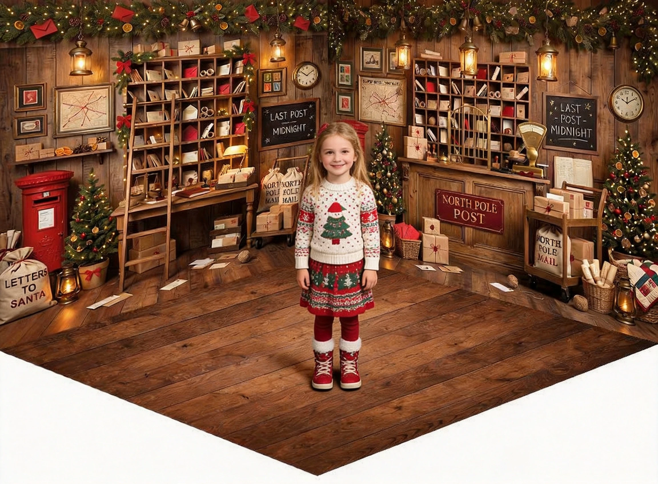 Christmas Santa Post Office Backdrop For Kids Holiday Photoshoot Studio Props Winter Xmas Party Decoration Family Portrait