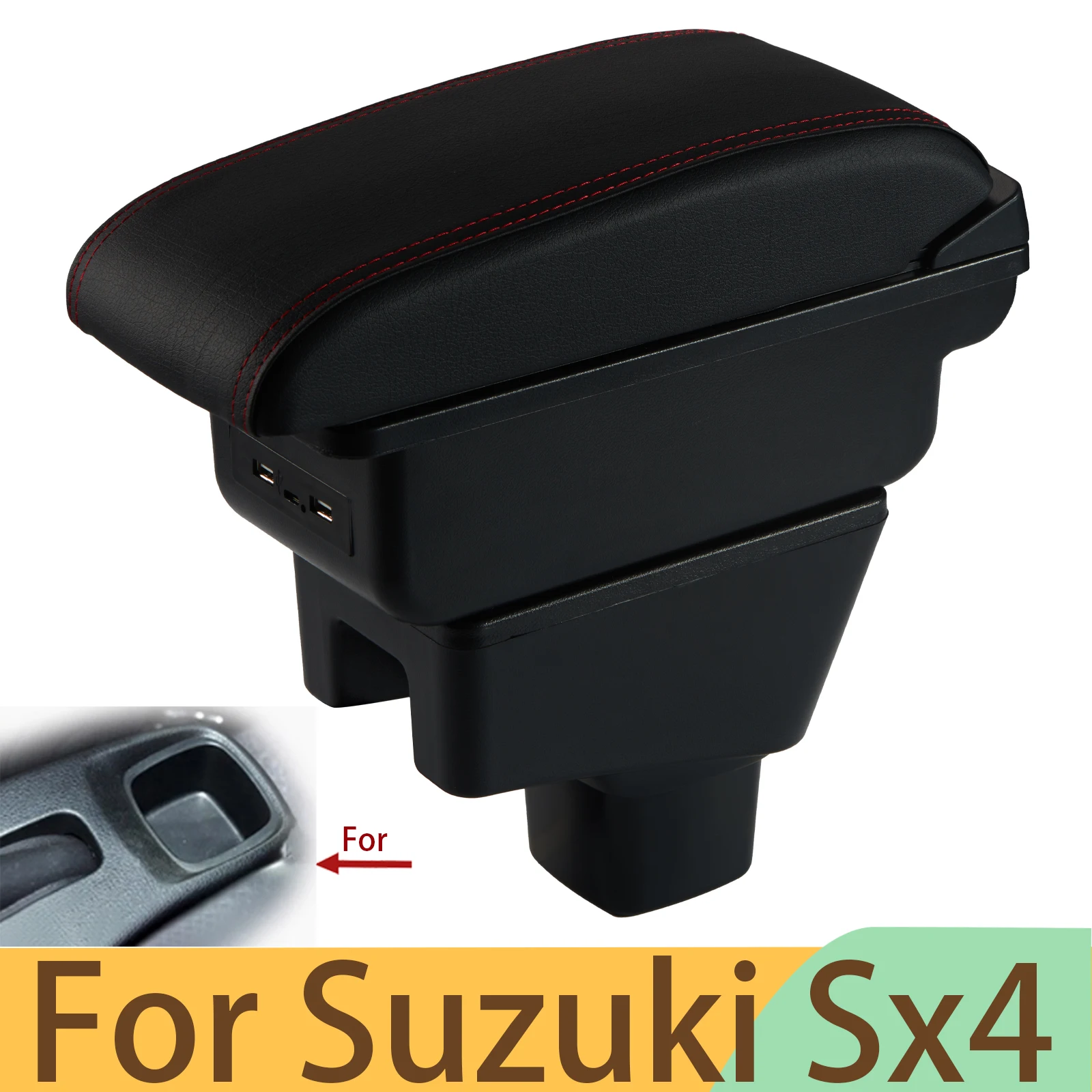 For Suzuki SX4 car armrest interior modification car armrest box storage box Car Accessories Interior details USB