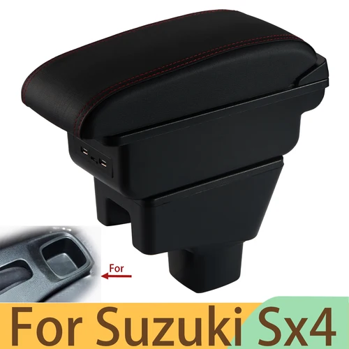 Reposabrazos para coche Suzuki SX4, modificación Interior, caja de almacenamiento para reposabrazos de coche, accesorios para coche, detalles interiores USB