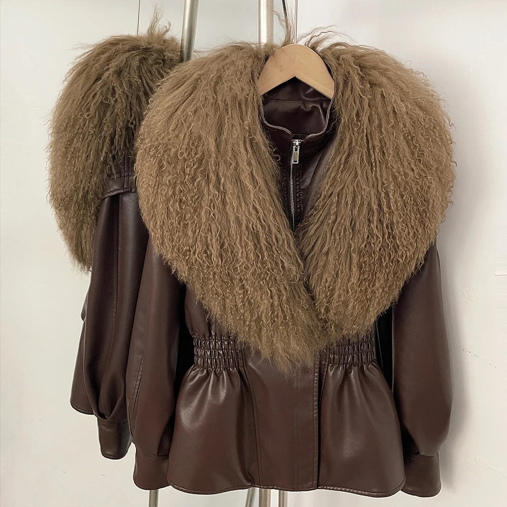 Reality PU Leather Jacket Lady Natural Fur Coat Fashion Women's Real Fur New in Jacket and Coat Casual Woman 2026 New Collection