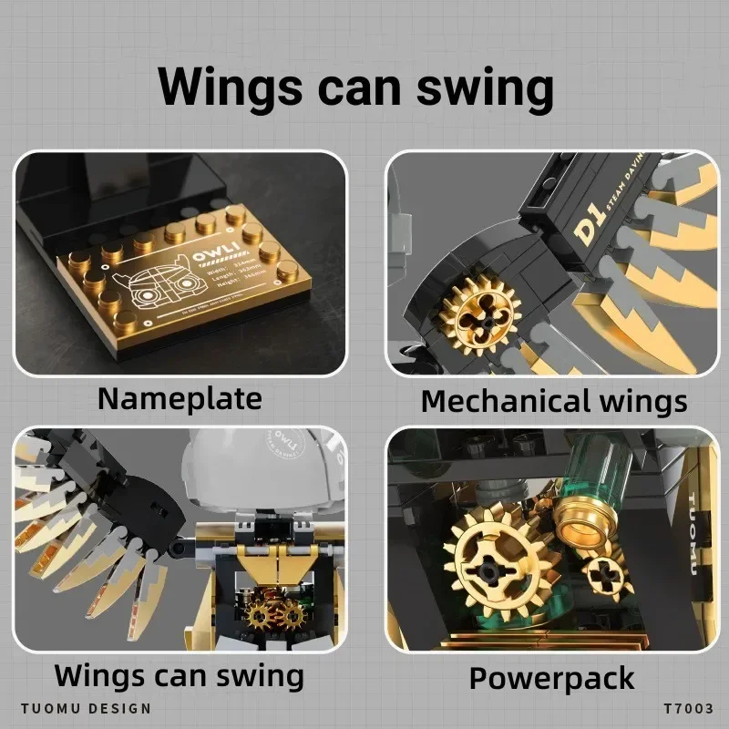 Creatieve bouwstenen Mechanisch Uilmodel Creatieve STEM Educatieve montagestenen Kinderspeelgoed Verjaardagscadeau