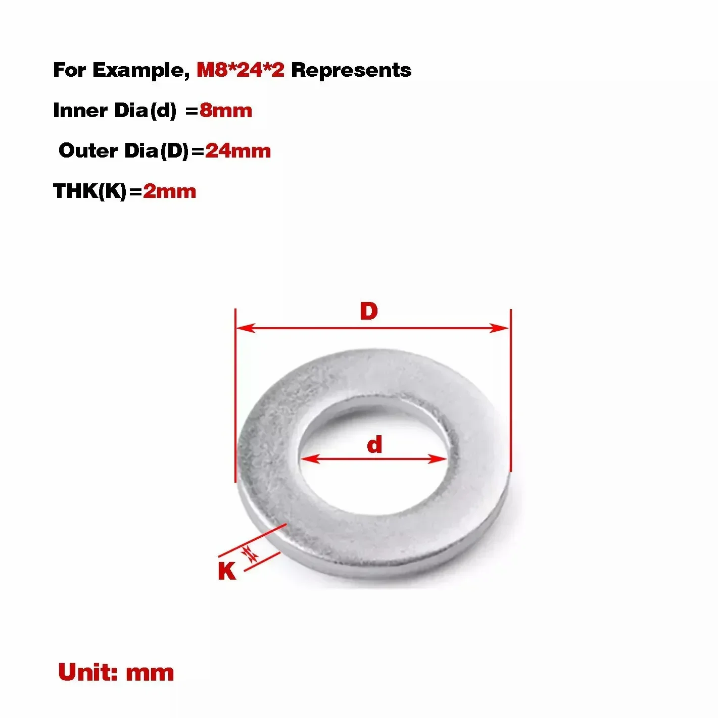 Aluminum Alloy 6061 Flat Washers M3 M4 M5 M6 M8 Metric Flat Seal Washer Enlarged Gaskets Thickne 0.25mm to 3mm