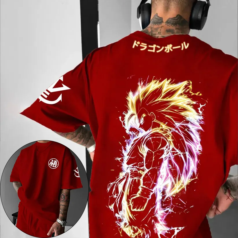 

Dragon Ball Japanese Anime Goku Men's T-shirt Summer Cotton Boy Y2k Harajuku Children's Parent-child Trend Short Sleeves