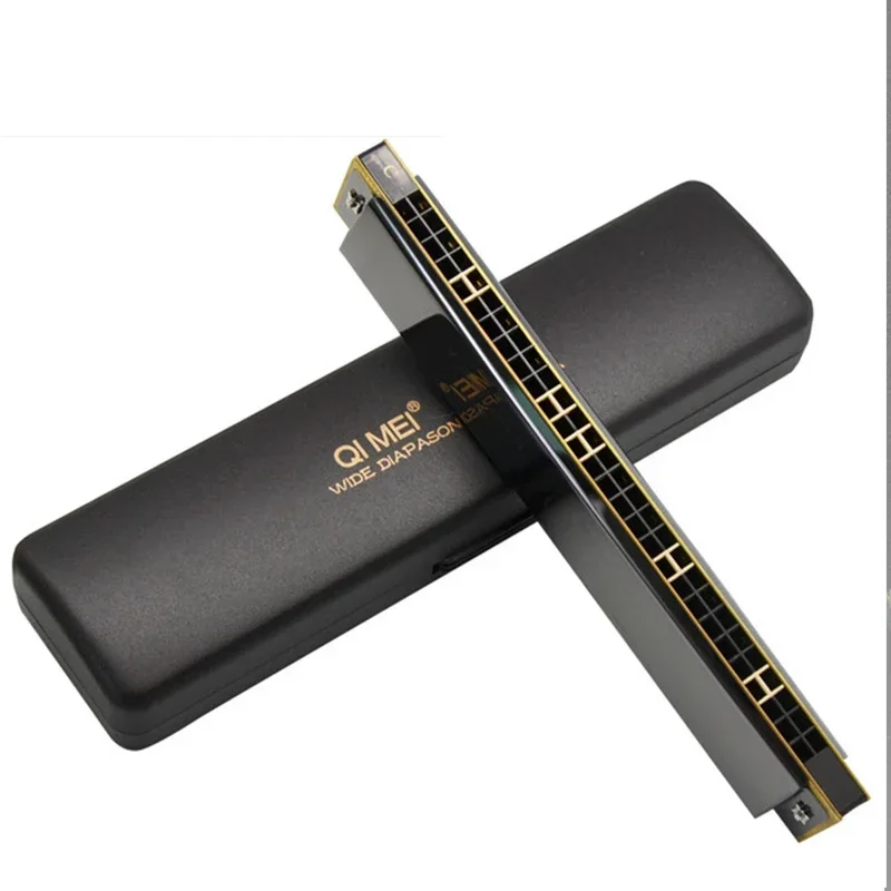 Quality Chromatic Harmonica 10 Holes/40 Tones Sliver Professional Wind Instrument Mouth Organ QIMEI Musical Instruments Gifts