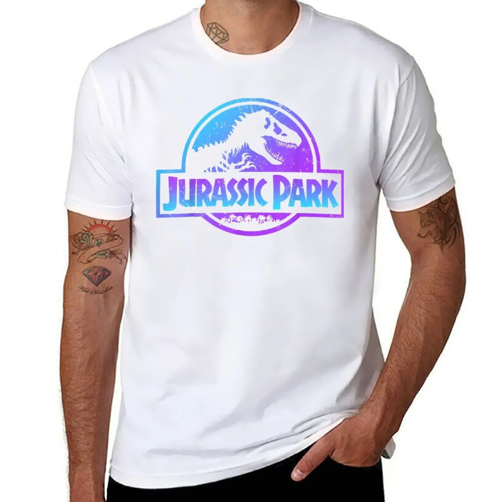 

Jurassix Park Blue Purple Fossil Logo T-Shirt cotton tshirt 100% man t shirt cotton high quality T-Shirt