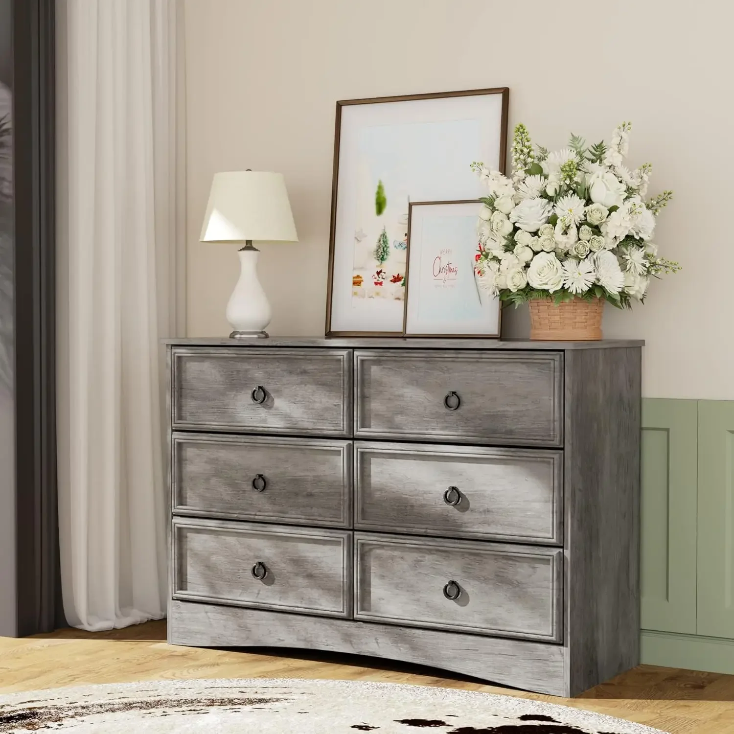 

Modern 6 Drawer Dresser, Dressers for Bedroom, Chest of Drawers Closet Organizers and Storage Clothes