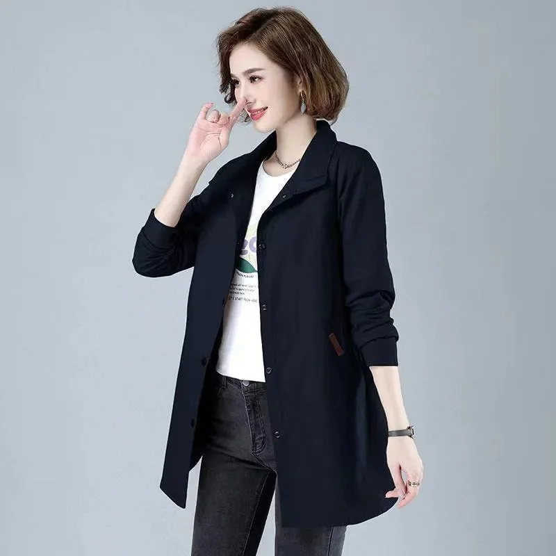 Large Size 8XL Women\'s Windbreaker Jacket Ladies 2024 Spring And Autumn Fat MM Coat Female Long Mother\'s Overwear Tide Jackets