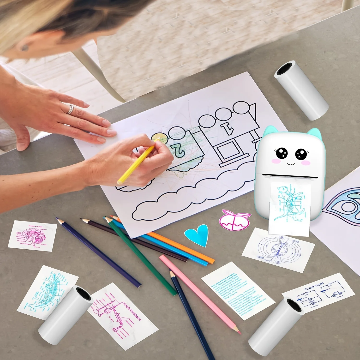 Pink/Blue/Cyan Clear Self-Adhesive Sticker Paper HD Labels for Mini Printer Portable Adhesive Tag for Notes/Photos/Office/School