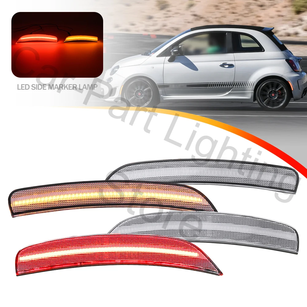 4PCS For Fiat 500 Abarth 2012-2017 Front/Rear Bumper Lamp Side Marker Turn Signal Indicator Clear Lights Lamp