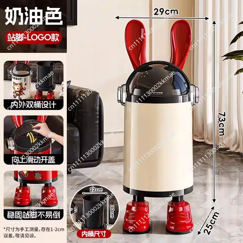 Suitable for Trash Can Accessories,  Covered Living Room Bedroom Creative Large-capacity Paper Basket Ornament with Ears