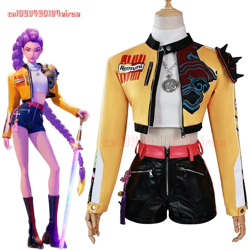 

New Rumi Cosplay Costume Anime KPOP Demon Hunter Rumi Role Play Halloween Women Uniform Carnival Party Cos Outfit Fullset