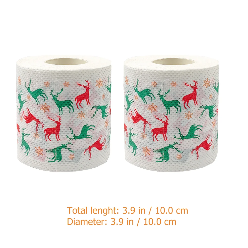 2 rollos de papel impreso para baño, inodoro, decoraciones navideñas, papel de joyería, pañuelos, servilletas para cena, accesorio para almuerzo suave