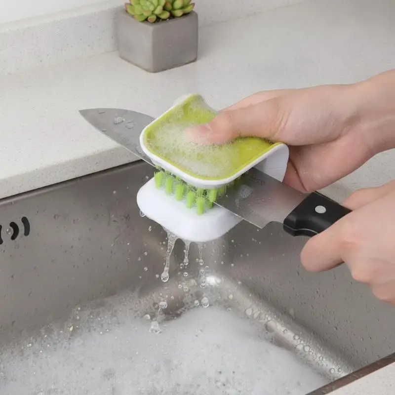U Shaped Hard Bristle Double Sided Brush Foldable Handheld Cleaning Brush for Car Seat Belt Door Gap Kitchen