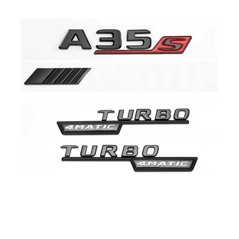 3D ABS Glossy Black Letters A35 A45 A45S Turbo 4matic Emblem for Mercedes Benz AMG Car Fender Trunk Rear W176 W177 Logo Sticker