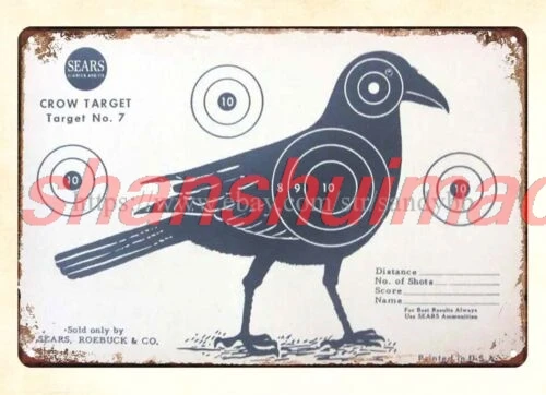 shui Crow Bird Target Shooting Hunting metal tin sign stores  collectible home decor 1pc