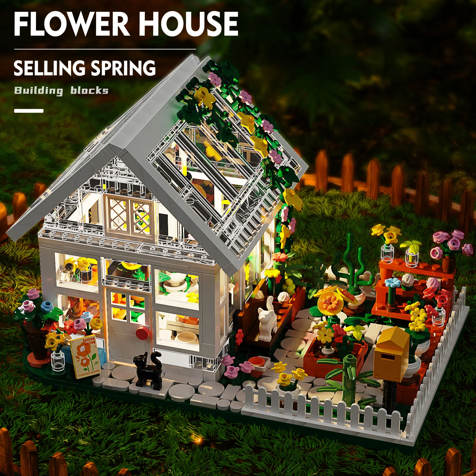 Newest Flower House Mini Building Block Set City Street View Greenhouse Building Blocks Model Kits Birthday Gifts for Children