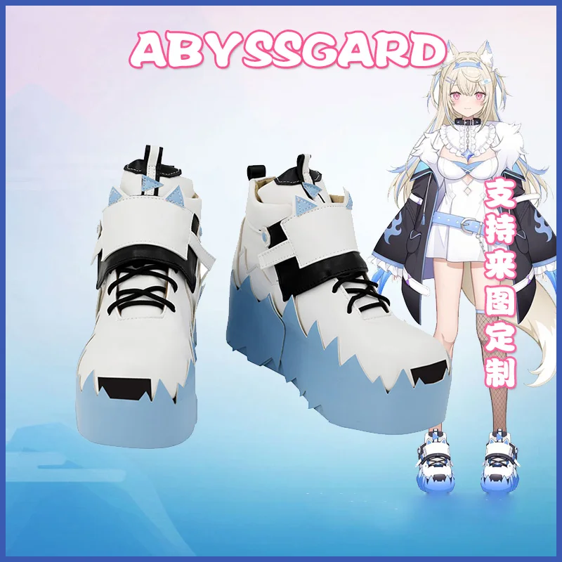 New! Vtuber Cos Fuwawa Abyssgard Cosplay hololive EN Costume Prop Shoes Blue wavy Thick Sole Shoes E