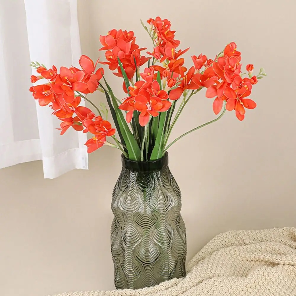 2 شوكة زهور فريزيا الاصطناعية لمسة حقيقية محاكاة واقعية زهرة ويلان اليدوية الزهور وهمية ديكور غرفة المعيشة المنزلي