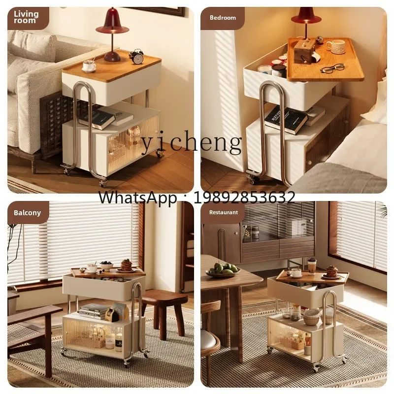 X5-26 solid wood coffee table rotating desktop small apartment household sofa side table can be moved