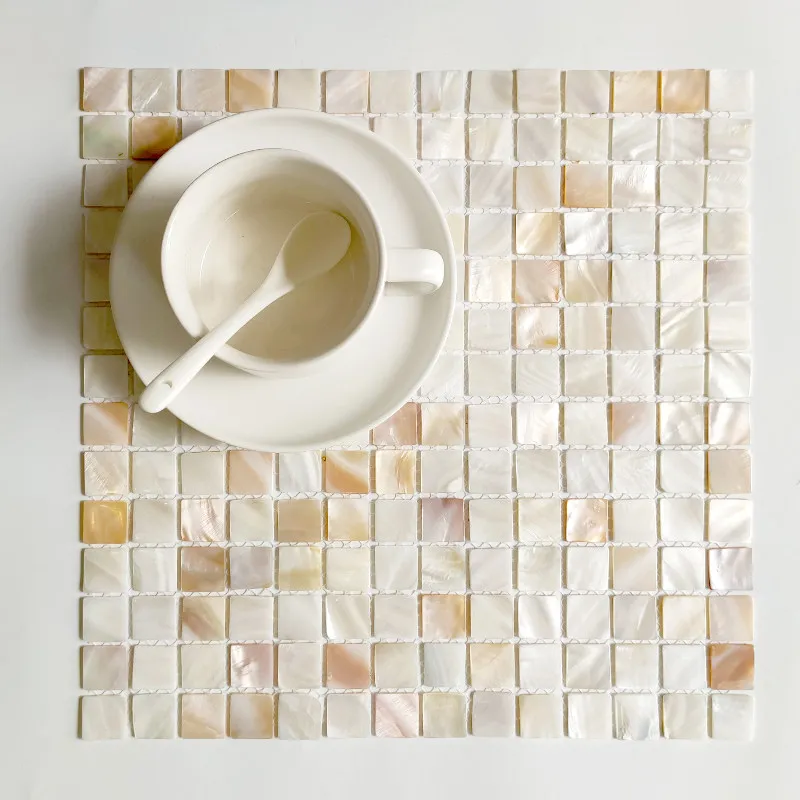 Natural Shell Mosaic Tile Self Adhesive Peel and Stick Backsplash for Bathroom Living Room Balcony Bedroom Wall Eco Friendly