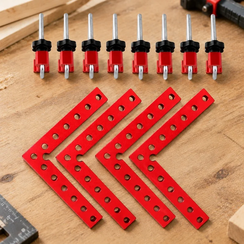4-Pack Aluminum Right-Angle Corner Clamps for Precise Woodworking Assembly