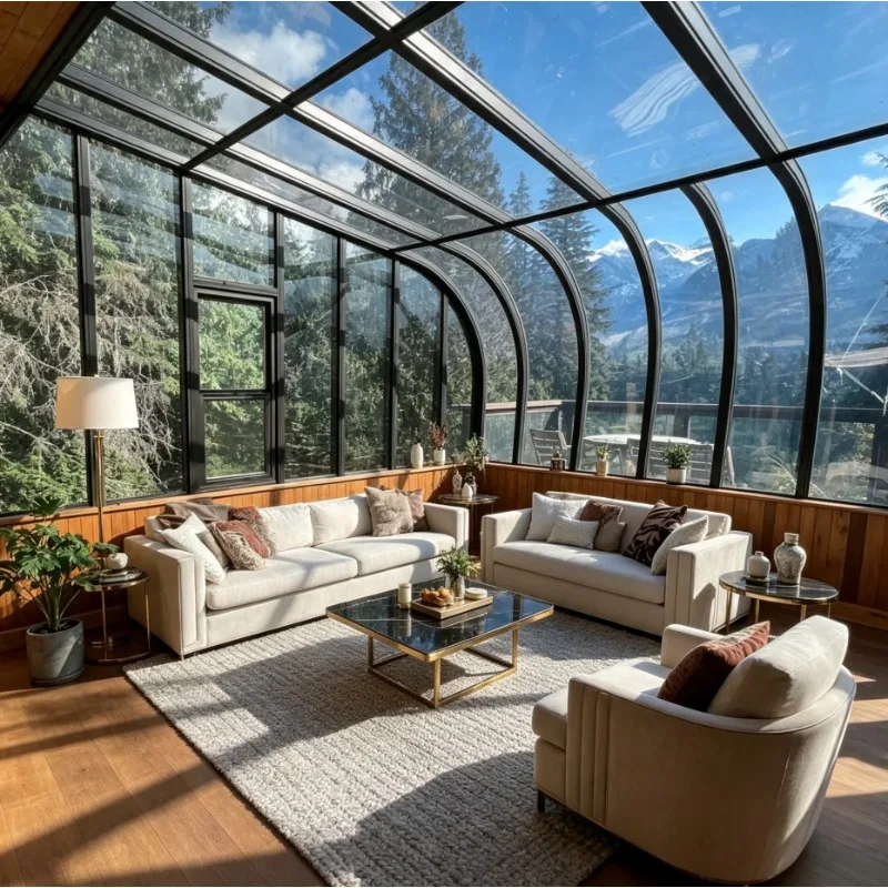 Aluminum Glass Sunroom Structure Outdoor Patio Enclosure Kit Four Season Solarium Living Room Extension Tempered Glass Sun Room