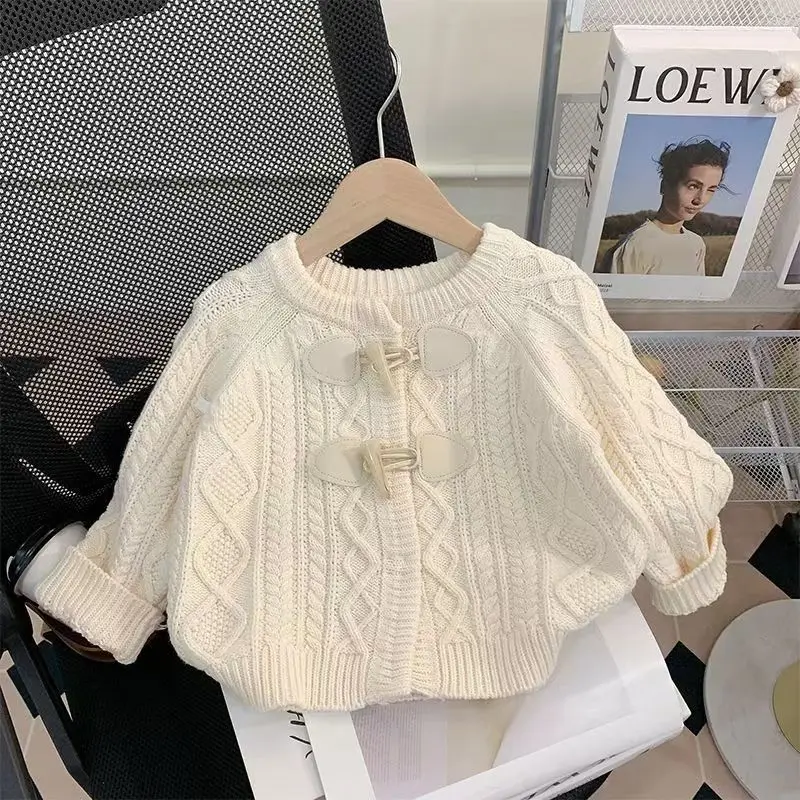 

Girls' knitted Cardigan Autumn Clothing 2025 New Korean Version Fashionable Children's Sweater Jacket Children's Clothing Top