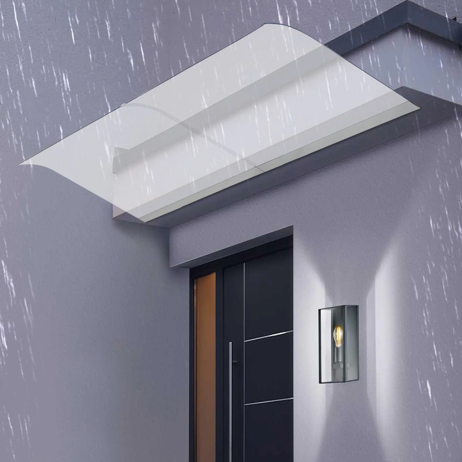 Tettoia Impermeabile per Porta e Finestra, Copertura Invisibile Antipioggia, Pensilina per Porta d'Ingresso Esterna, Alta Qualità 160x50cm