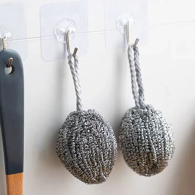 Stainless Steel Wire Balls Metal Dishwashing Cleaning Ball Scrubbers Kitchen Scrubbing Sponges Cleaner Tools Cleaning Supplies