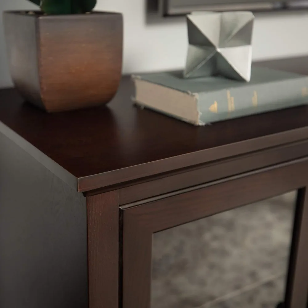 Clássico Glass Door Storage TV Console, TVs até 80 polegadas, 70 Polegada, Espresso Brown