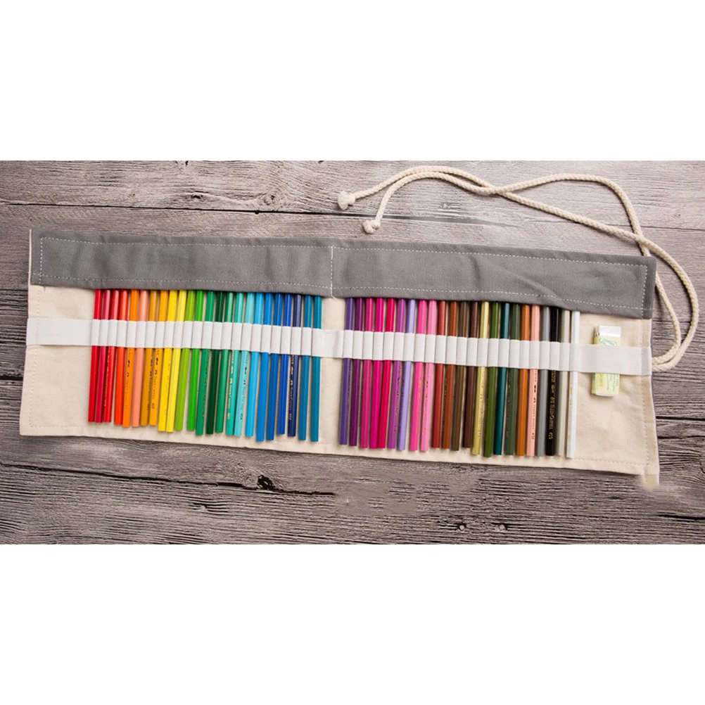 

Canvas Pencil Roll Wrap Dark Grey Large Capacity 36 Slots Portable Pencil Storage Organizer for Drawing Sketching Supplies