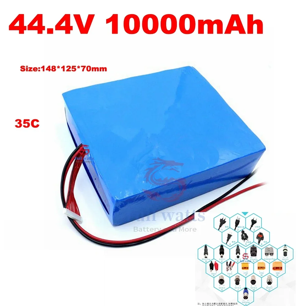 12S 44.4V 10ah 10000mah 35C Li polymer battery high rate 35C lipo for Multi axis vehicle Model aircraft plant protection machine