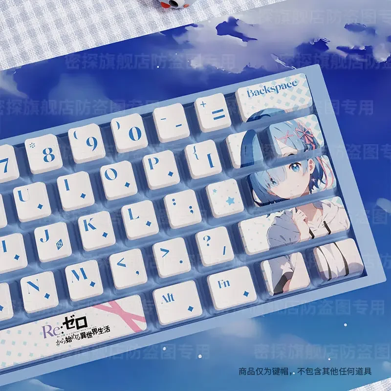 Anime Re: Life in a Different World from Zero Rem Four sided Transparent Keycaps OEM Height PBT Material Thermal Sublimation