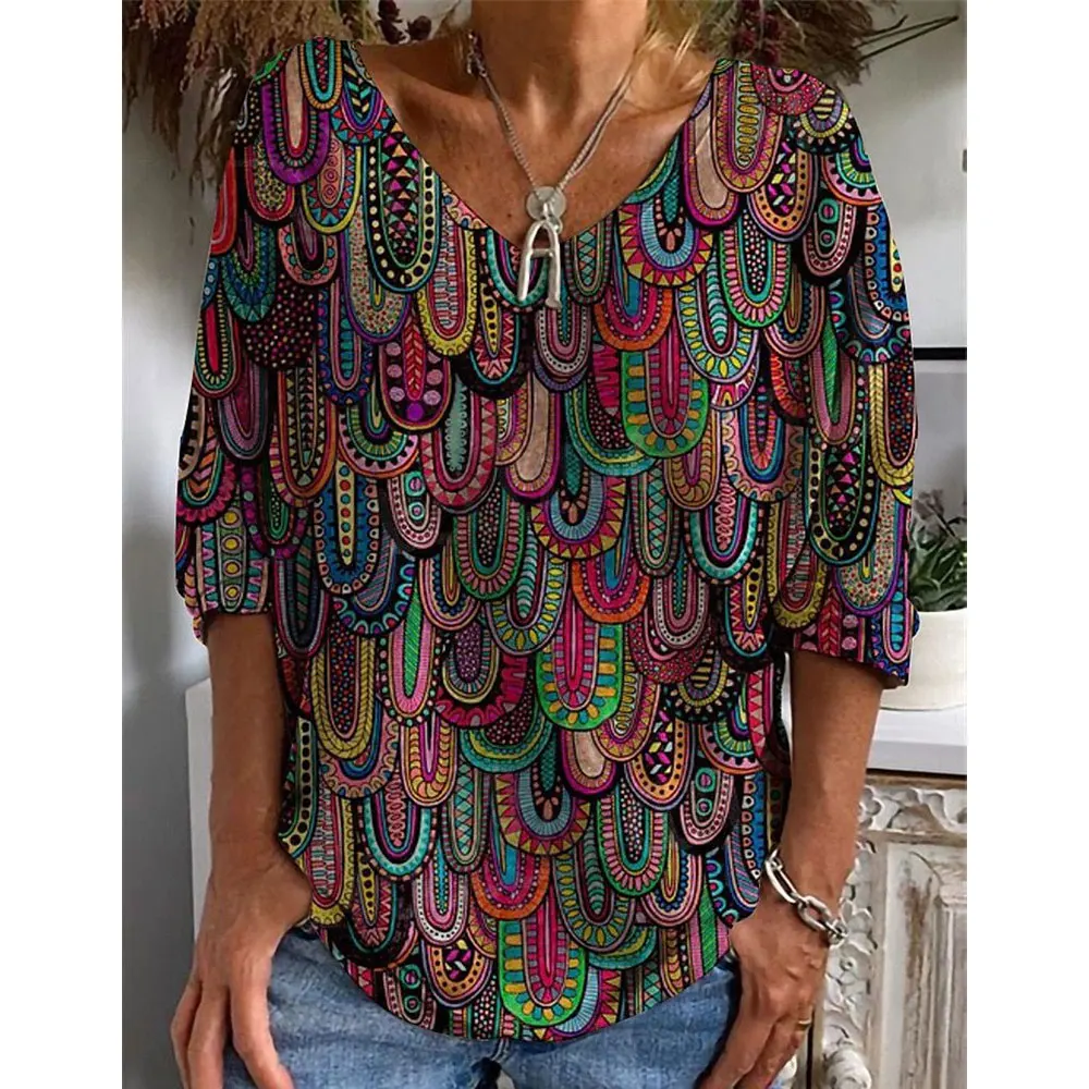 

Autumn Winter Long Sleeves Korean Fashion O-neck T-shirt For Women Casual Retro Grid Square Printed T-shirt Woman Clothes