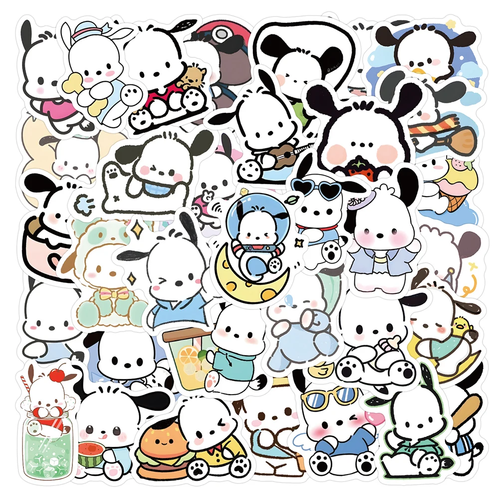 10/30/60Pcs Cartoon Kawaii Pochacco Sanrio Anime Stickers Waterproof DIY Motorcycle Computer Fridge Kids Cute Girls Sticker Toy