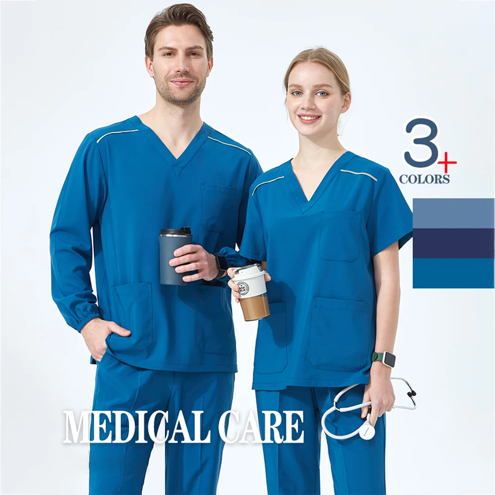 Quick-Dry Sport Medical Scrub Set anestesia infermiere uniformi Stretch - Top e pantalone medico vestito Scrub uniforme S05-01