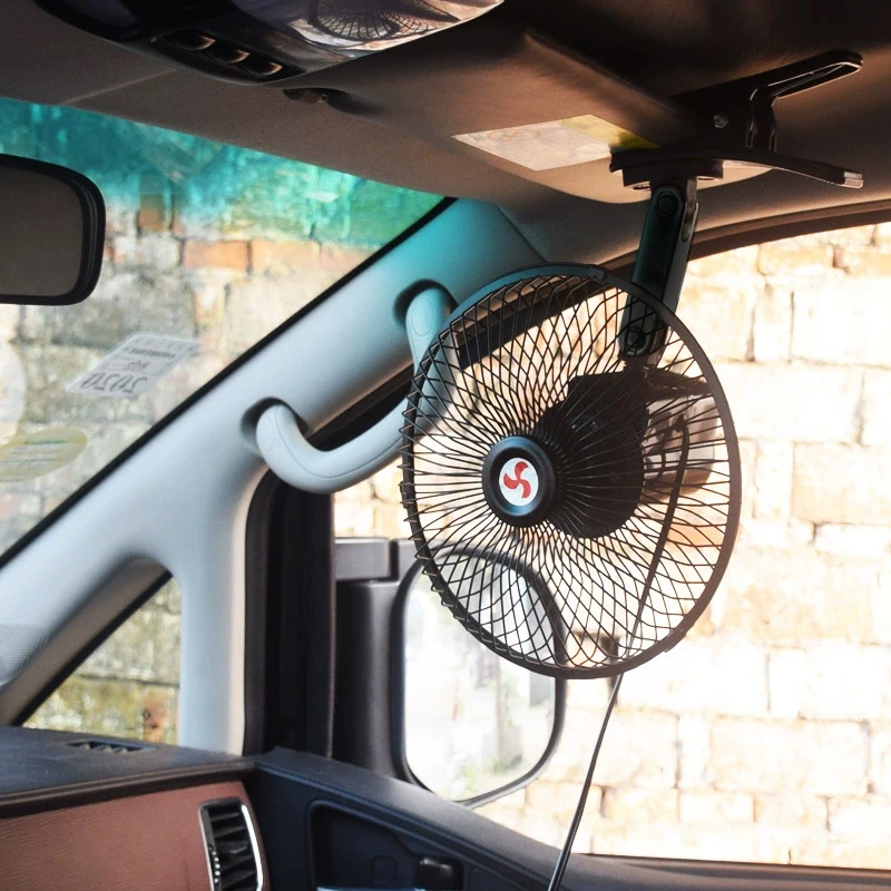 Summer Car Fan  8 Inch 12V/24V  Portable Vehicle Auto Cooling Oscillating Fan Ceiling Travel Adjustable Clip On Fan AirCooler