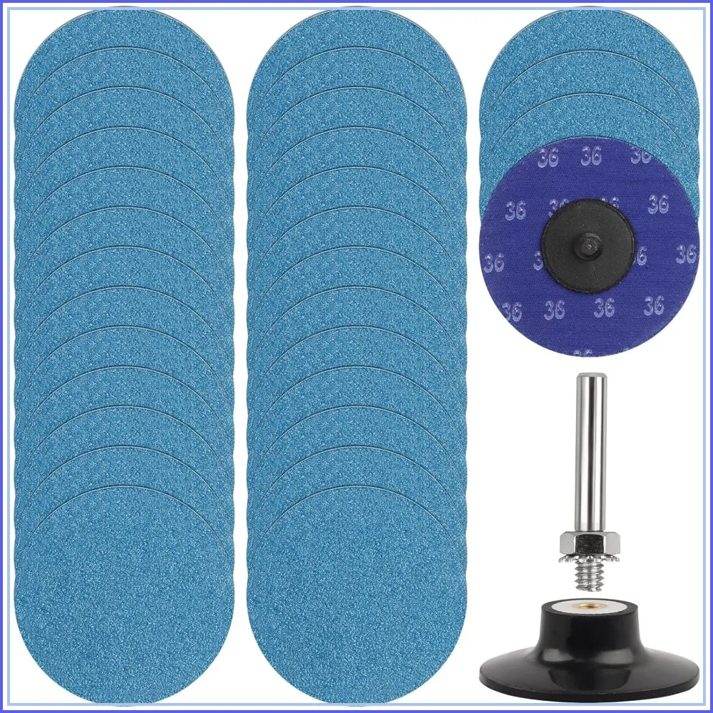 

3 Inch Sanding Discs Roll Lock Quick Change, 30PCS 36 Grit Grinding Disc Set with 1/4'' Holder for Die Grinder, R-Type Sandpaper