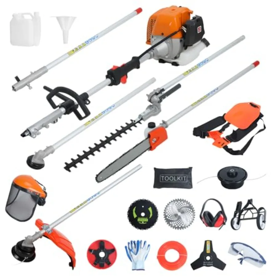 8in1 Gas Weed Wacker 52cc 2Cycle Gas Weed Eater with 9500rpm High Power String Trimmer Upgraded 2025 Model for Yard and Garden