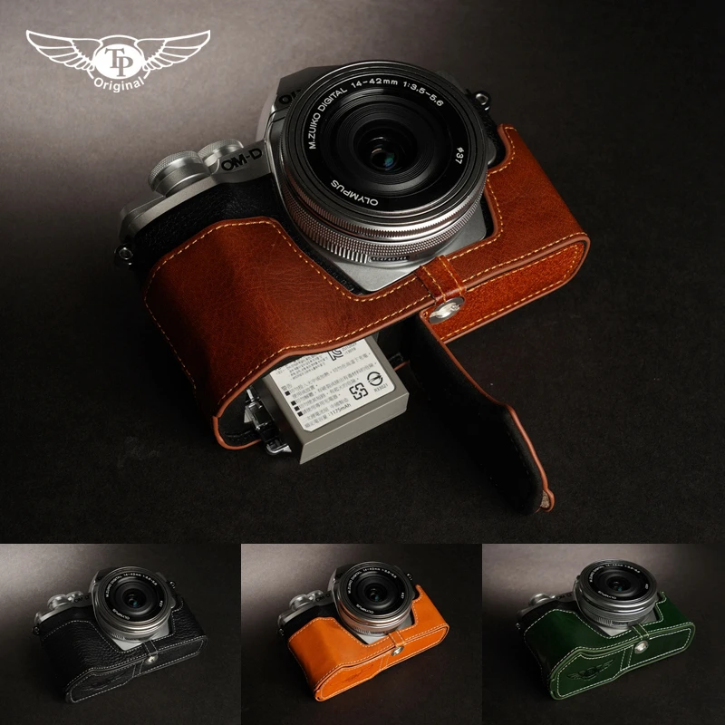 

Genuine Leather Handmade Camera Half Case Camera Bag Design for Olympus EM10 Mark iii EM10 III