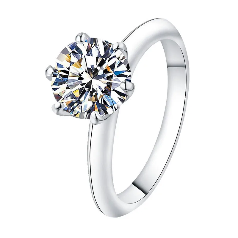 

Обручальное кольцо с муассанитом цвета D, 1 карат, кольца из стерлингового серебра 925 пробы для женщин, ювелирные изделия, оптовая продажа