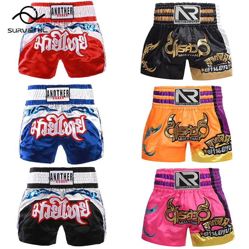 

Muay Thai Shorts Embroidery Cage Fight Kickboxing Pants Kickboxer Boxing Training Shorts Men Women Child Martial Arts Clothing