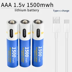 New 1.5vAAA battery Rechargeable lithium battery 1500mWh environment protection USB TYPE-C charging port for direct charging