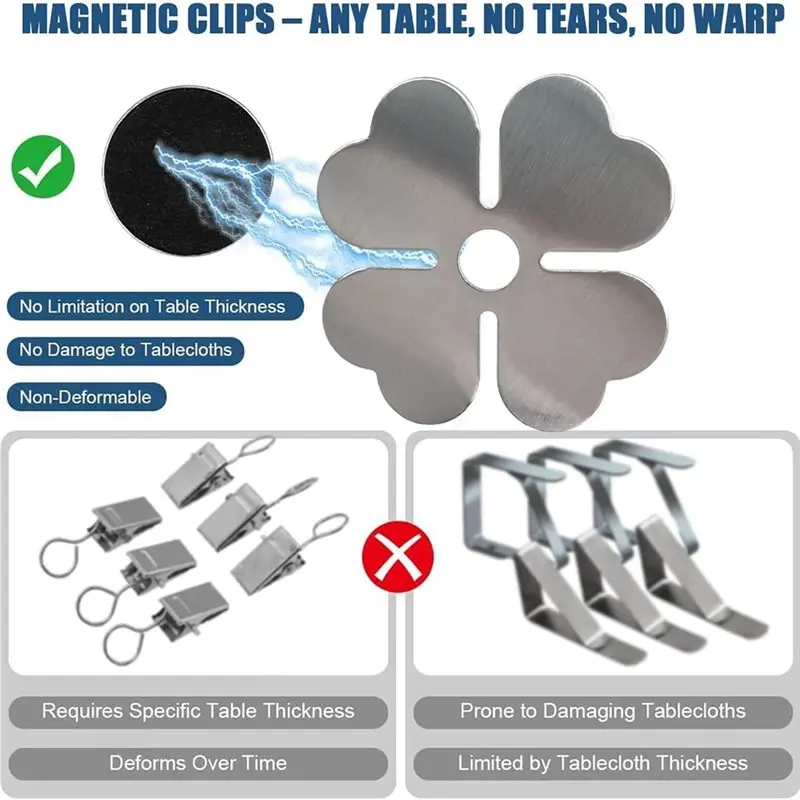 AB34-Tablecloth Clips Stainless Steel Flower Tablecloth Decorative Heavy Duty Fabric Hold Down Weights