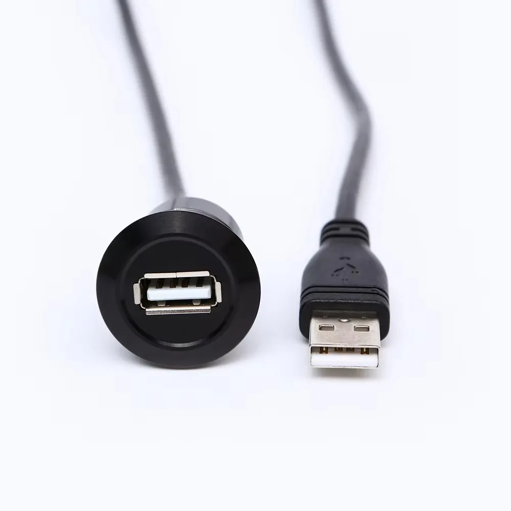 

Разъем USB 2.0 22 мм, алюминиевый анодированный металл, диаметр монтажа, адаптер «мама-папа» с кабелем длиной 60 см