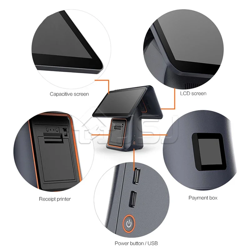 Pos Android Capacitive Touch Screen Display Lcd Panel Pos System With 8 Inch Customer Display