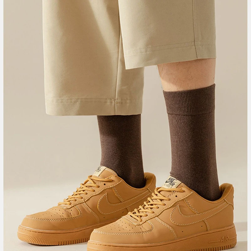 Men\'s Long Cotton Socks Thick Winter Warm Feet Pure Color High Quality Fashion Harajuku Man Couples Women Mid Tub Sock