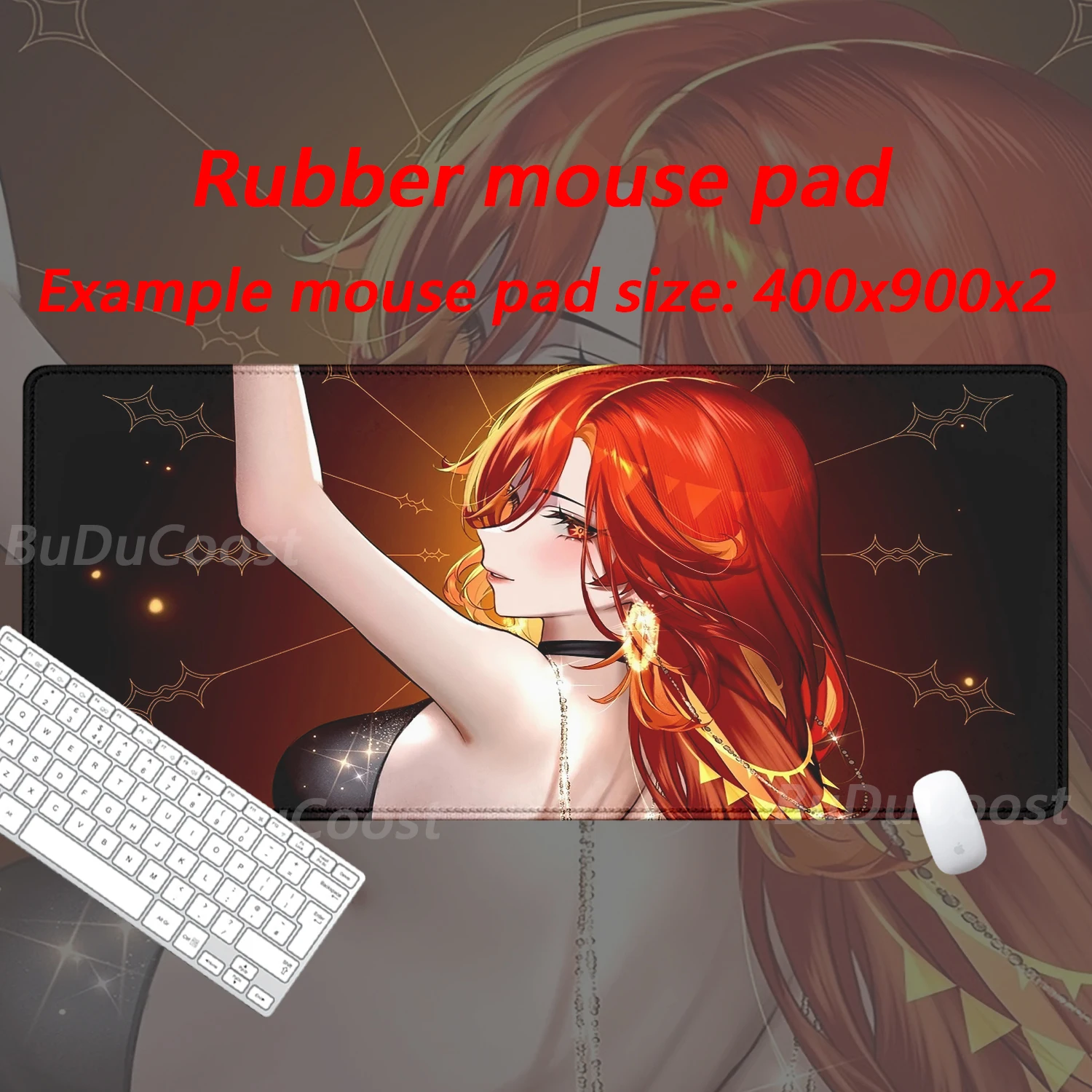 Genshin Impact mamuika Teclado mecánico de impresión de alta definición para muchas personas, XXL, bordes de bloqueo, accesorios, alfombrilla de ratón